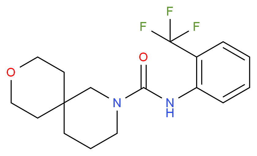 N-[2-(trifluoromethyl)phenyl]-9-oxa-2-azaspiro[5.5]undecane-2-carboxamide_分子结构_CAS_)
