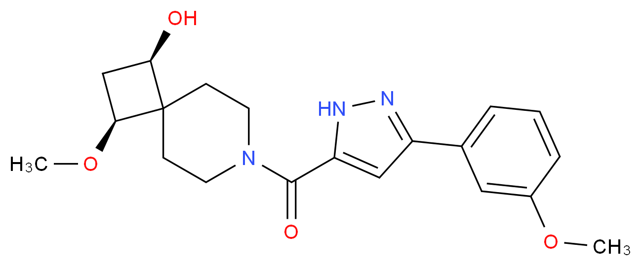 (1R*,3S*)-3-methoxy-7-{[3-(3-methoxyphenyl)-1H-pyrazol-5-yl]carbonyl}-7-azaspiro[3.5]nonan-1-ol_分子结构_CAS_)