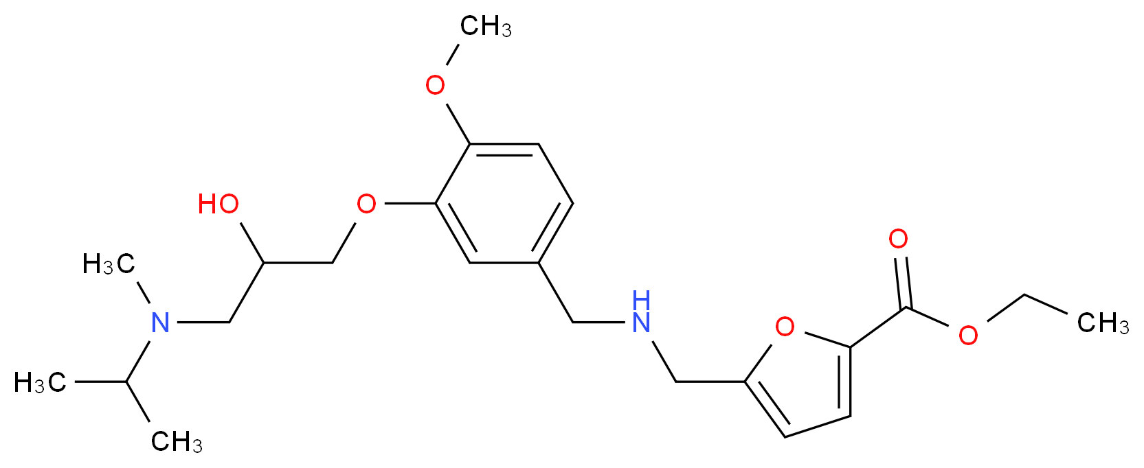 ethyl 5-{[(3-{2-hydroxy-3-[isopropyl(methyl)amino]propoxy}-4-methoxybenzyl)amino]methyl}-2-furoate_分子结构_CAS_)