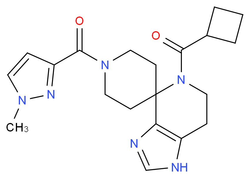 5-(cyclobutylcarbonyl)-1'-[(1-methyl-1H-pyrazol-3-yl)carbonyl]-1,5,6,7-tetrahydrospiro[imidazo[4,5-c]pyridine-4,4'-piperidine]_分子结构_CAS_)