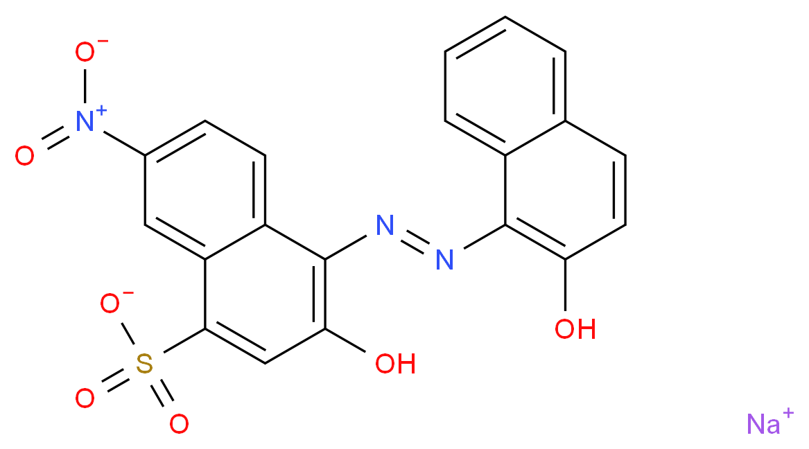 sodium 3-hydroxy-4-[(E)-2-(2-hydroxynaphthalen-1-yl)diazen-1-yl]-7-nitronaphthalene-1-sulfonate_分子结构_CAS_3618-58-4