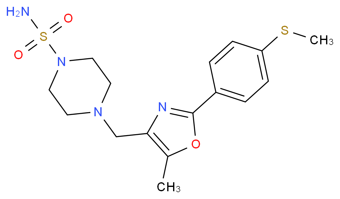 4-({5-methyl-2-[4-(methylthio)phenyl]-1,3-oxazol-4-yl}methyl)piperazine-1-sulfonamide_分子结构_CAS_)