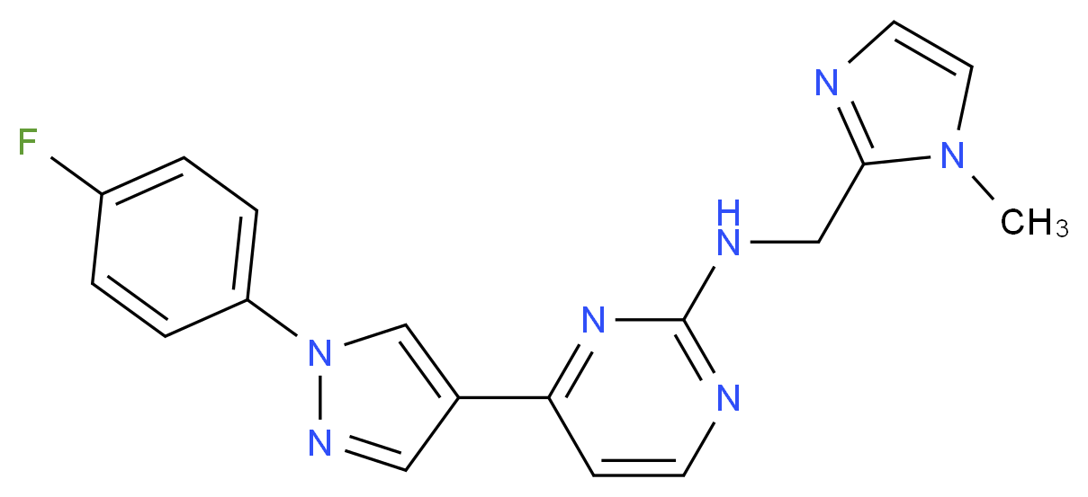 4-[1-(4-fluorophenyl)-1H-pyrazol-4-yl]-N-[(1-methyl-1H-imidazol-2-yl)methyl]pyrimidin-2-amine_分子结构_CAS_)