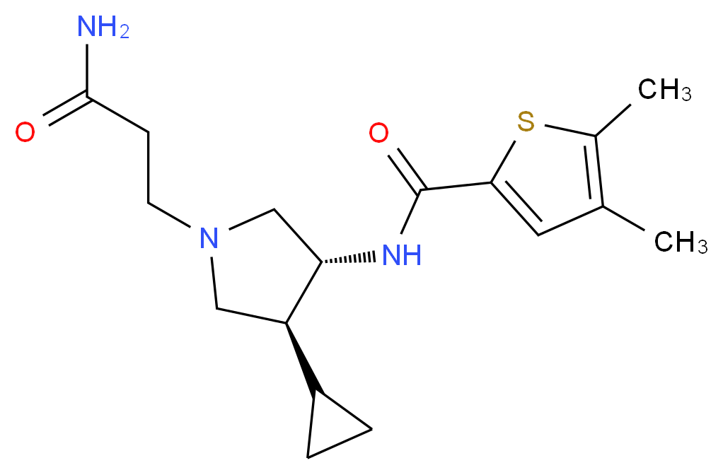 N-[(3R*,4S*)-1-(3-amino-3-oxopropyl)-4-cyclopropyl-3-pyrrolidinyl]-4,5-dimethyl-2-thiophenecarboxamide_分子结构_CAS_)