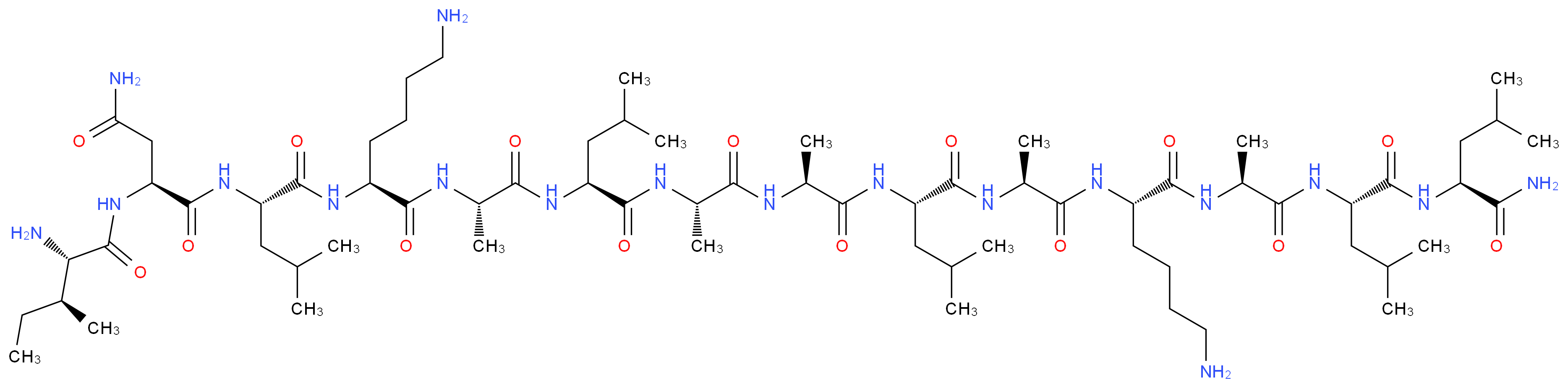 (2S)-N-[(1S)-1-{[(1S)-5-amino-1-{[(1S)-1-{[(1S)-1-{[(1S)-1-{[(1S)-1-{[(1S)-1-{[(1S)-1-{[(1S)-5-amino-1-{[(1S)-1-{[(1S)-1-{[(1S)-1-carbamoyl-3-methylbutyl]carbamoyl}-3-methylbutyl]carbamoyl}ethyl]carbamoyl}pentyl]carbamoyl}ethyl]carbamoyl}-3-methylbutyl]carbamoyl}ethyl]carbamoyl}ethyl]carbamoyl}-3-methylbutyl]carbamoyl}ethyl]carbamoyl}pentyl]carbamoyl}-3-methylbutyl]-2-[(2S,3S)-2-amino-3-methylpentanamido]butanediamide_分子结构_CAS_145854-59-7