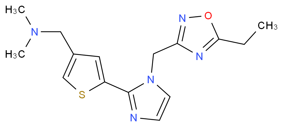 1-(5-{1-[(5-ethyl-1,2,4-oxadiazol-3-yl)methyl]-1H-imidazol-2-yl}-3-thienyl)-N,N-dimethylmethanamine_分子结构_CAS_)