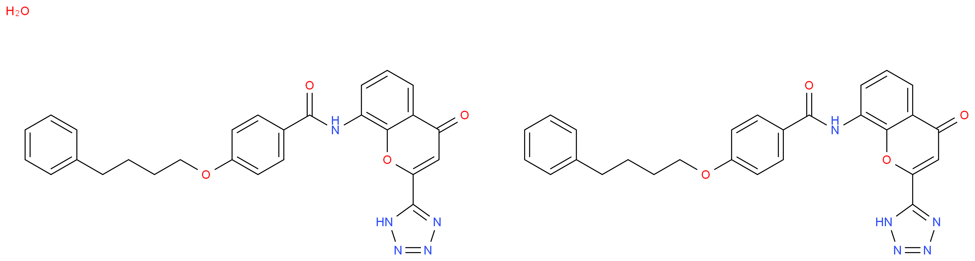 bis(N-[4-oxo-2-(1H-1,2,3,4-tetrazol-5-yl)-4H-chromen-8-yl]-4-(4-phenylbutoxy)benzamide) hydrate_分子结构_CAS_150821-03-7