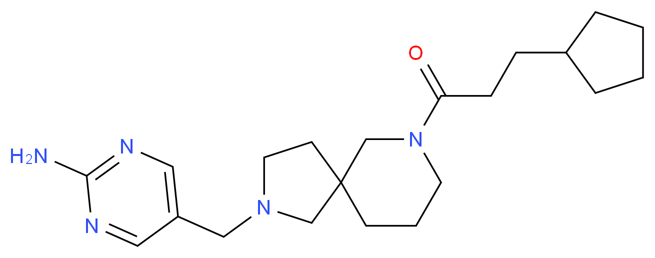 5-{[7-(3-cyclopentylpropanoyl)-2,7-diazaspiro[4.5]dec-2-yl]methyl}pyrimidin-2-amine_分子结构_CAS_)