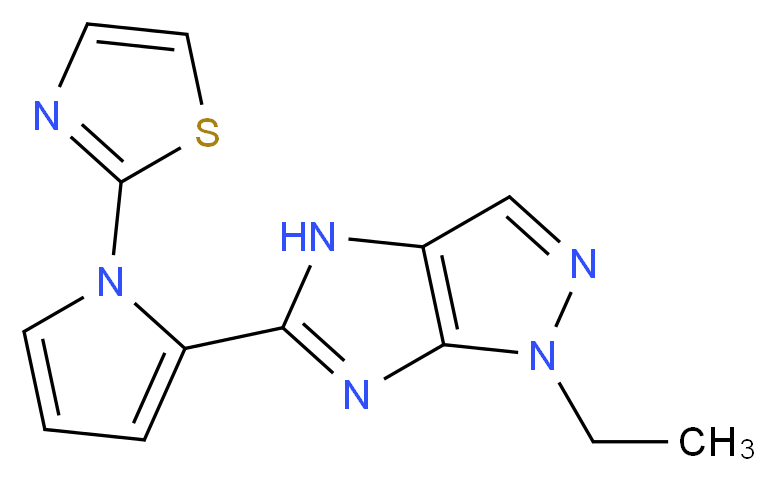 1-ethyl-5-[1-(1,3-thiazol-2-yl)-1H-pyrrol-2-yl]-1,4-dihydroimidazo[4,5-c]pyrazole_分子结构_CAS_)