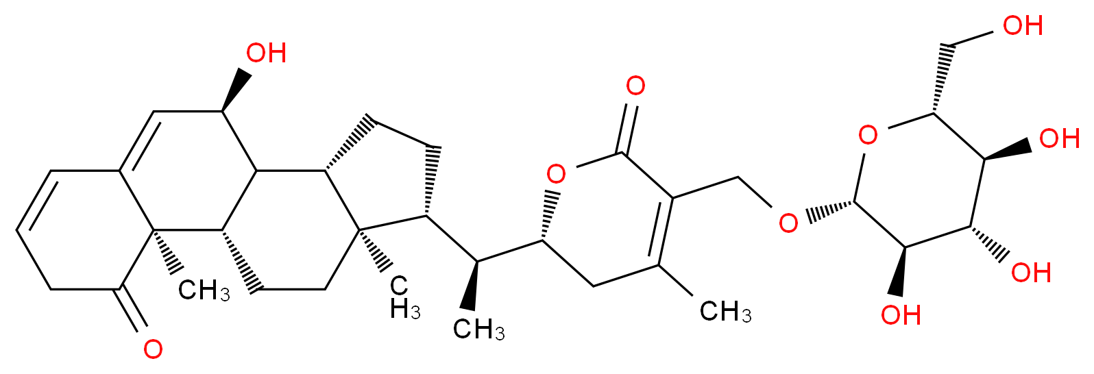 (6R)-6-[(1S)-1-[(1S,2R,9S,10S,11S,14R,15R)-9-hydroxy-2,15-dimethyl-3-oxotetracyclo[8.7.0.0<sup>2</sup>,<sup>7</sup>.0<sup>1</sup><sup>1</sup>,<sup>1</sup><sup>5</sup>]heptadeca-5,7-dien-14-yl]ethyl]-4-methyl-3-({[(2R,3R,4S,5S,6R)-3,4,5-trihydroxy-6-(hydroxymethyl)oxan-2-yl]oxy}methyl)-5,6-dihydro-2H-pyran-2-one_分子结构_CAS_904667-65-8
