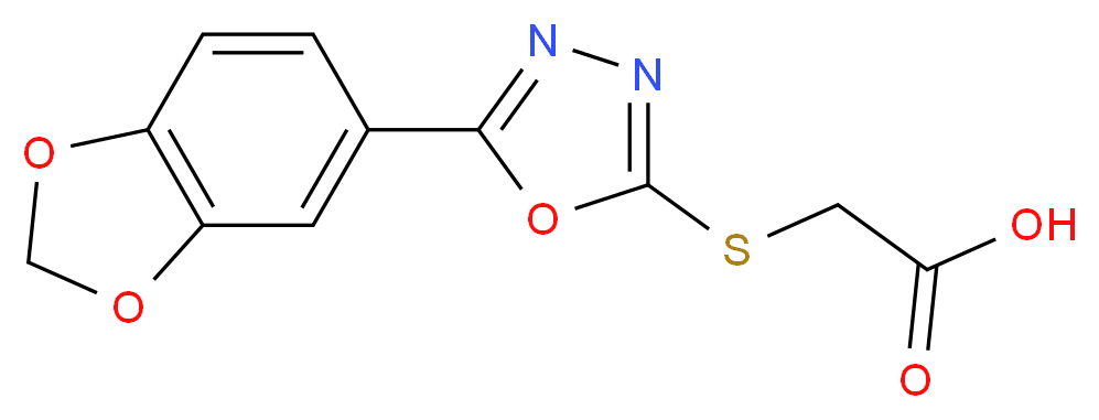 2-{[5-(2H-1,3-benzodioxol-5-yl)-1,3,4-oxadiazol-2-yl]sulfanyl}acetic acid_分子结构_CAS_67572-43-4