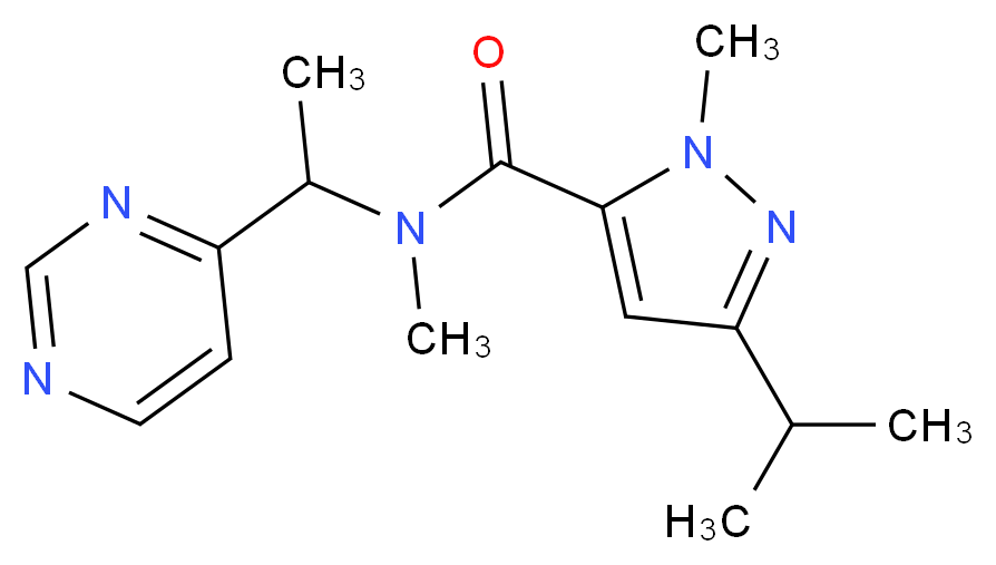 3-isopropyl-N,1-dimethyl-N-[1-(4-pyrimidinyl)ethyl]-1H-pyrazole-5-carboxamide_分子结构_CAS_)