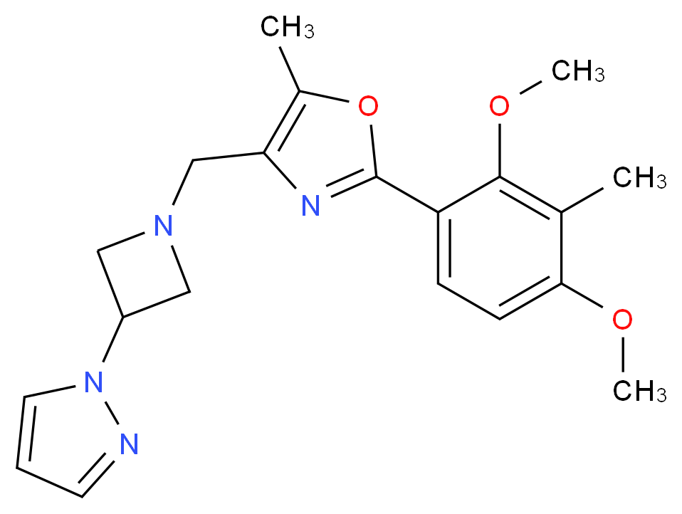2-(2,4-dimethoxy-3-methylphenyl)-5-methyl-4-{[3-(1H-pyrazol-1-yl)azetidin-1-yl]methyl}-1,3-oxazole_分子结构_CAS_)