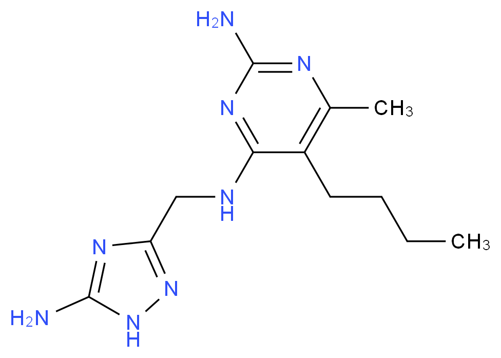 N~4~-[(5-amino-1H-1,2,4-triazol-3-yl)methyl]-5-butyl-6-methylpyrimidine-2,4-diamine_分子结构_CAS_)