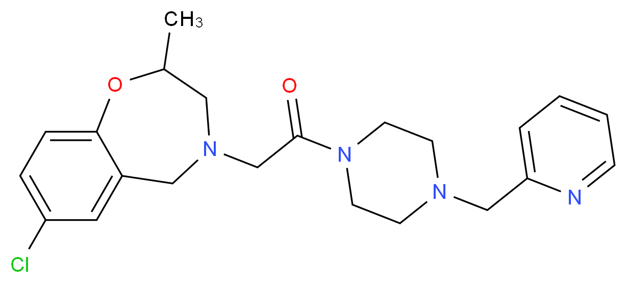 7-chloro-2-methyl-4-{2-oxo-2-[4-(2-pyridinylmethyl)-1-piperazinyl]ethyl}-2,3,4,5-tetrahydro-1,4-benzoxazepine_分子结构_CAS_)