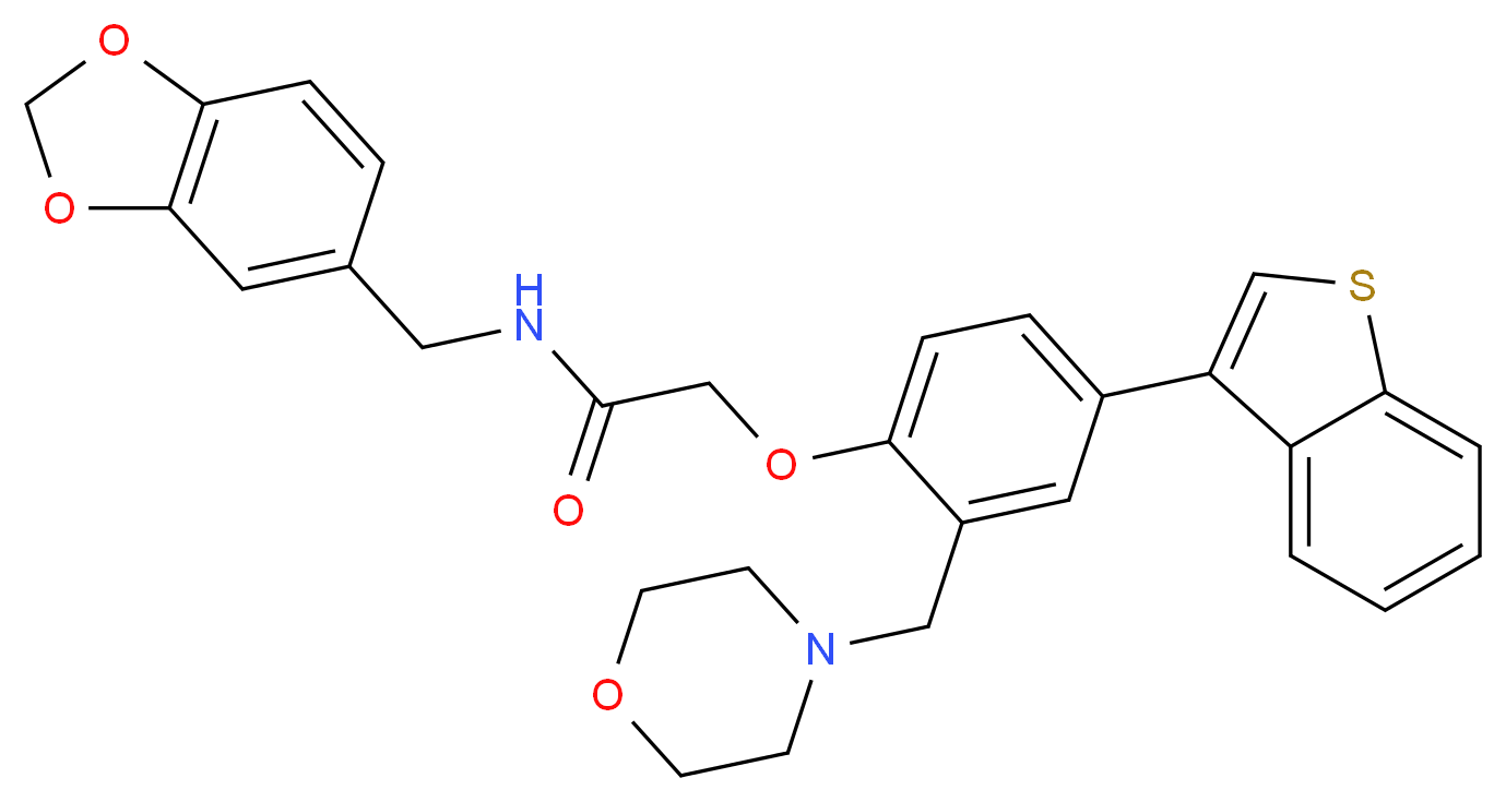 N-(1,3-benzodioxol-5-ylmethyl)-2-[4-(1-benzothien-3-yl)-2-(4-morpholinylmethyl)phenoxy]acetamide_分子结构_CAS_)