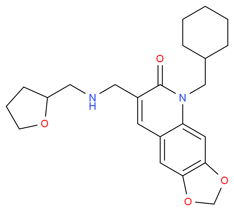 5-(cyclohexylmethyl)-7-{[(tetrahydro-2-furanylmethyl)amino]methyl}[1,3]dioxolo[4,5-g]quinolin-6(5H)-one_分子结构_CAS_)