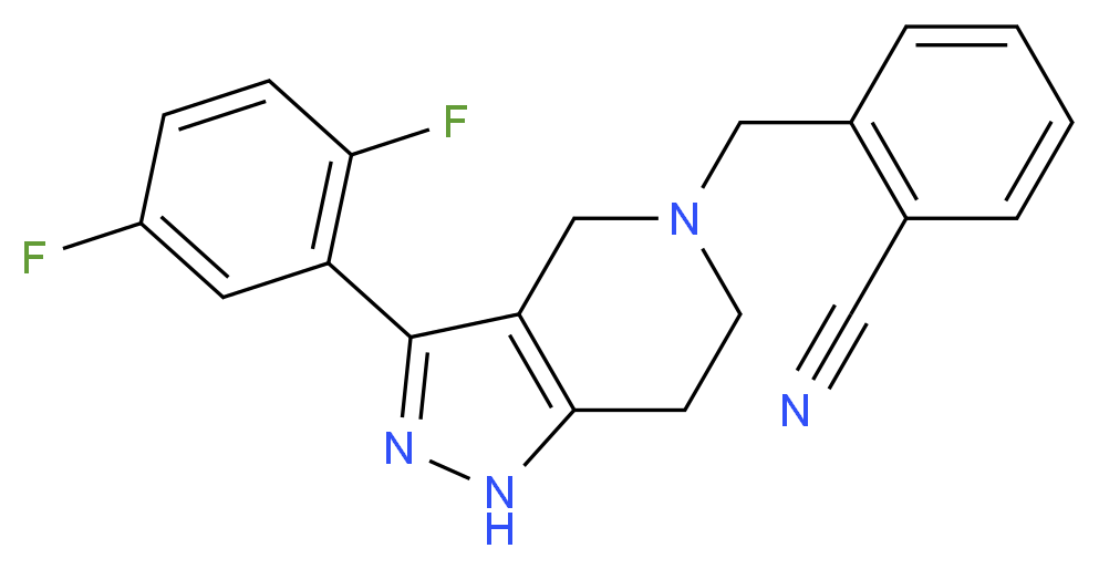 2-{[3-(2,5-difluorophenyl)-1,4,6,7-tetrahydro-5H-pyrazolo[4,3-c]pyridin-5-yl]methyl}benzonitrile_分子结构_CAS_)