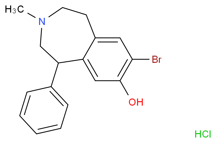 8-bromo-3-methyl-5-phenyl-2,3,4,5-tetrahydro-1H-3-benzazepin-7-ol hydrochloride_分子结构_CAS_99295-33-7
