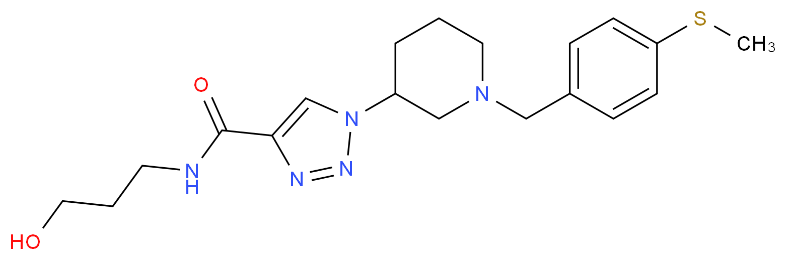 N-(3-hydroxypropyl)-1-{1-[4-(methylthio)benzyl]-3-piperidinyl}-1H-1,2,3-triazole-4-carboxamide_分子结构_CAS_)