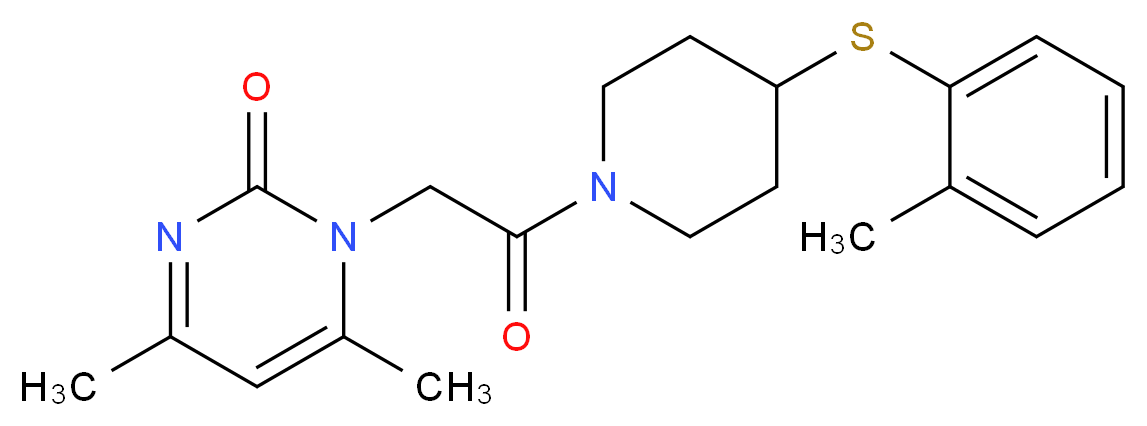4,6-dimethyl-1-(2-{4-[(2-methylphenyl)thio]-1-piperidinyl}-2-oxoethyl)-2(1H)-pyrimidinone_分子结构_CAS_)