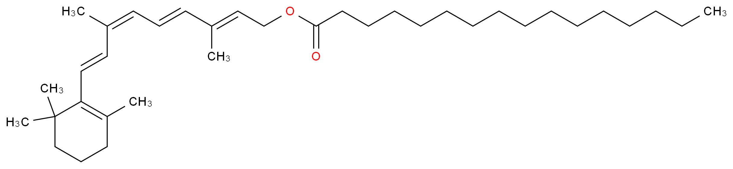 (2E,4E,6Z,8E)-3,7-dimethyl-9-(2,6,6-trimethylcyclohex-1-en-1-yl)nona-2,4,6,8-tetraen-1-yl hexadecanoate_分子结构_CAS_34356-29-1