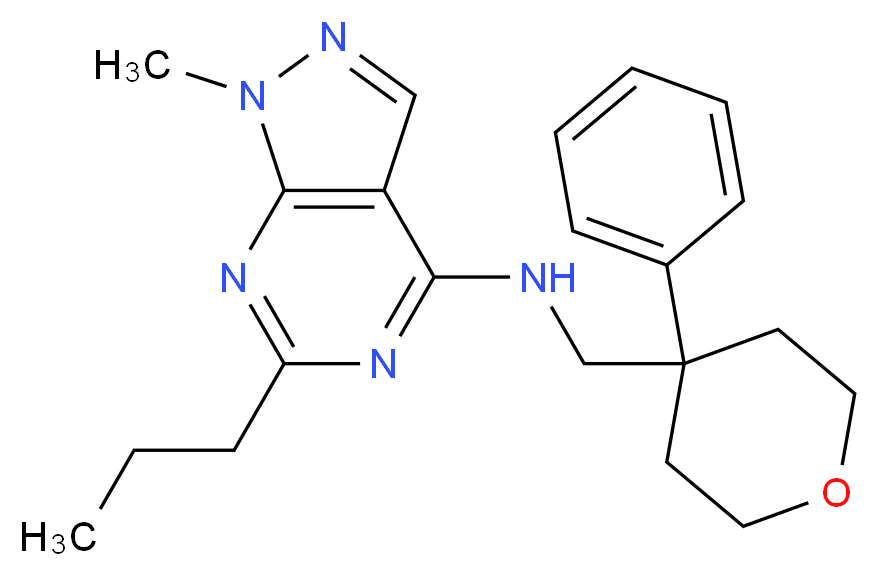 1-methyl-N-[(4-phenyltetrahydro-2H-pyran-4-yl)methyl]-6-propyl-1H-pyrazolo[3,4-d]pyrimidin-4-amine_分子结构_CAS_)