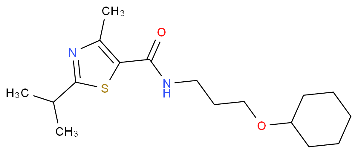 N-[3-(cyclohexyloxy)propyl]-2-isopropyl-4-methyl-1,3-thiazole-5-carboxamide_分子结构_CAS_)