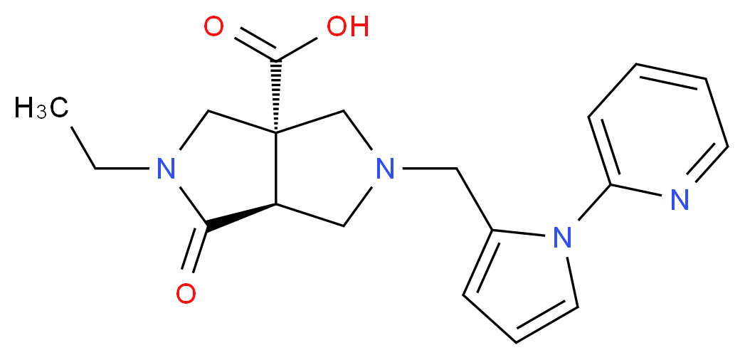 (3aS*,6aS*)-2-ethyl-1-oxo-5-[(1-pyridin-2-yl-1H-pyrrol-2-yl)methyl]hexahydropyrrolo[3,4-c]pyrrole-3a(1H)-carboxylic acid_分子结构_CAS_)