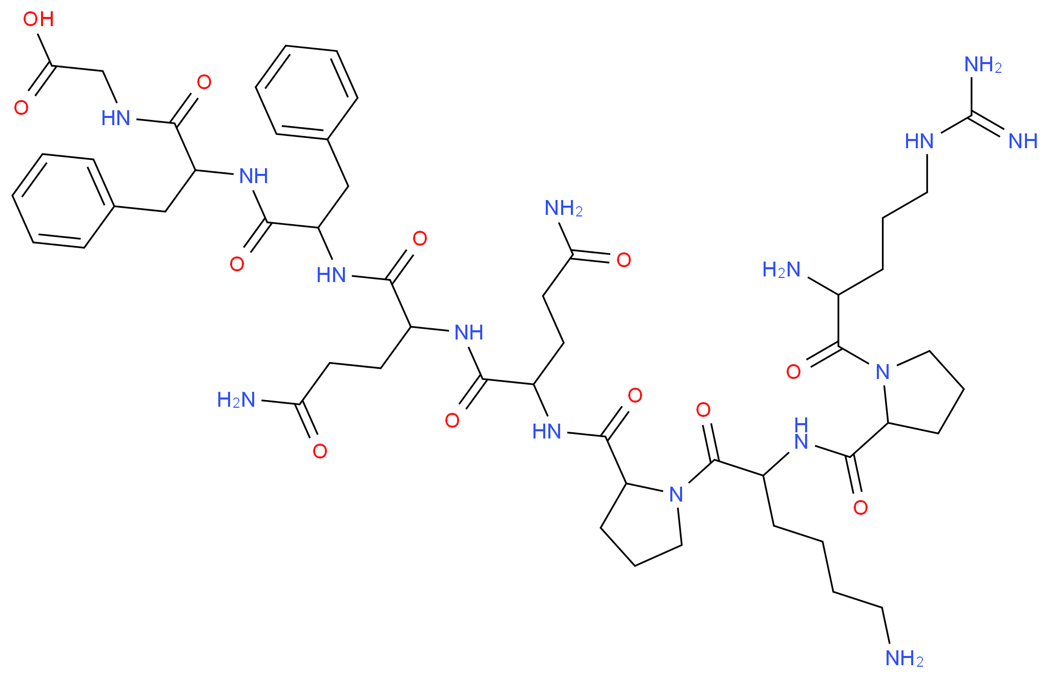 2-(2-{2-[2-(2-{[1-(6-amino-2-{[1-(2-amino-5-carbamimidamidopentanoyl)pyrrolidin-2-yl]formamido}hexanoyl)pyrrolidin-2-yl]formamido}-4-carbamoylbutanamido)-4-carbamoylbutanamido]-3-phenylpropanamido}-3-phenylpropanamido)acetic acid_分子结构_CAS_57468-17-4