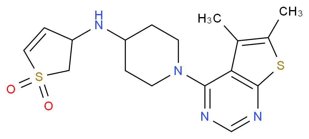 1-(5,6-dimethylthieno[2,3-d]pyrimidin-4-yl)-N-(1,1-dioxido-2,3-dihydro-3-thienyl)piperidin-4-amine_分子结构_CAS_)