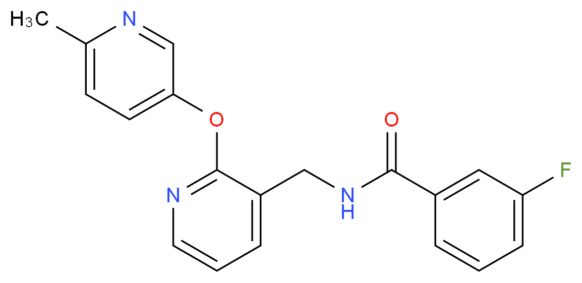 3-fluoro-N-({2-[(6-methyl-3-pyridinyl)oxy]-3-pyridinyl}methyl)benzamide_分子结构_CAS_)