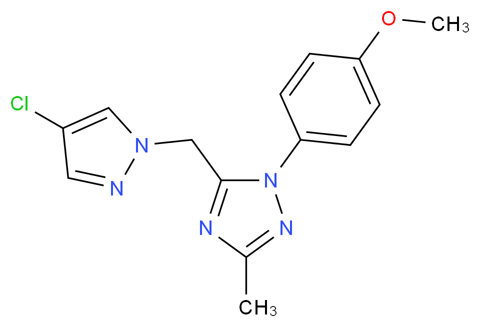 5-[(4-chloro-1H-pyrazol-1-yl)methyl]-1-(4-methoxyphenyl)-3-methyl-1H-1,2,4-triazole_分子结构_CAS_)