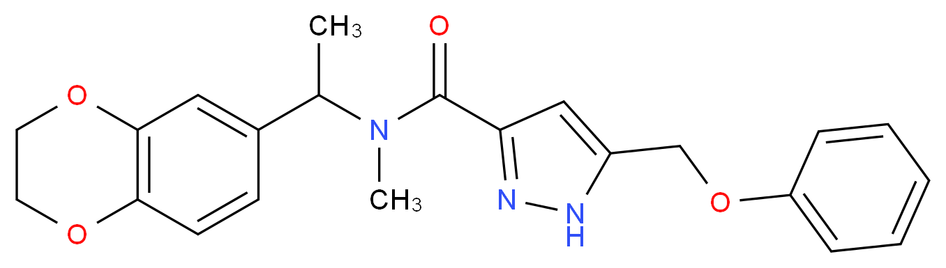 N-[1-(2,3-dihydro-1,4-benzodioxin-6-yl)ethyl]-N-methyl-5-(phenoxymethyl)-1H-pyrazole-3-carboxamide_分子结构_CAS_)