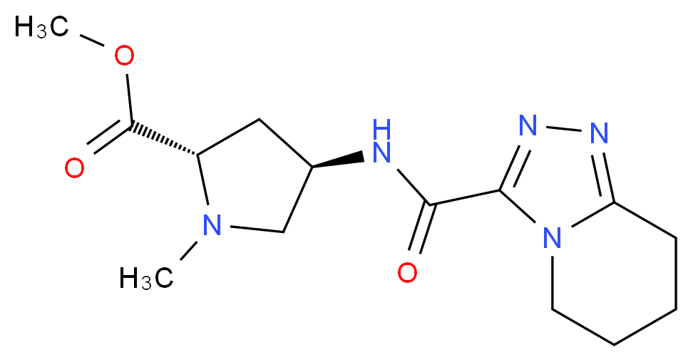 methyl (2S,4R)-1-methyl-4-[(5,6,7,8-tetrahydro[1,2,4]triazolo[4,3-a]pyridin-3-ylcarbonyl)amino]pyrrolidine-2-carboxylate_分子结构_CAS_)