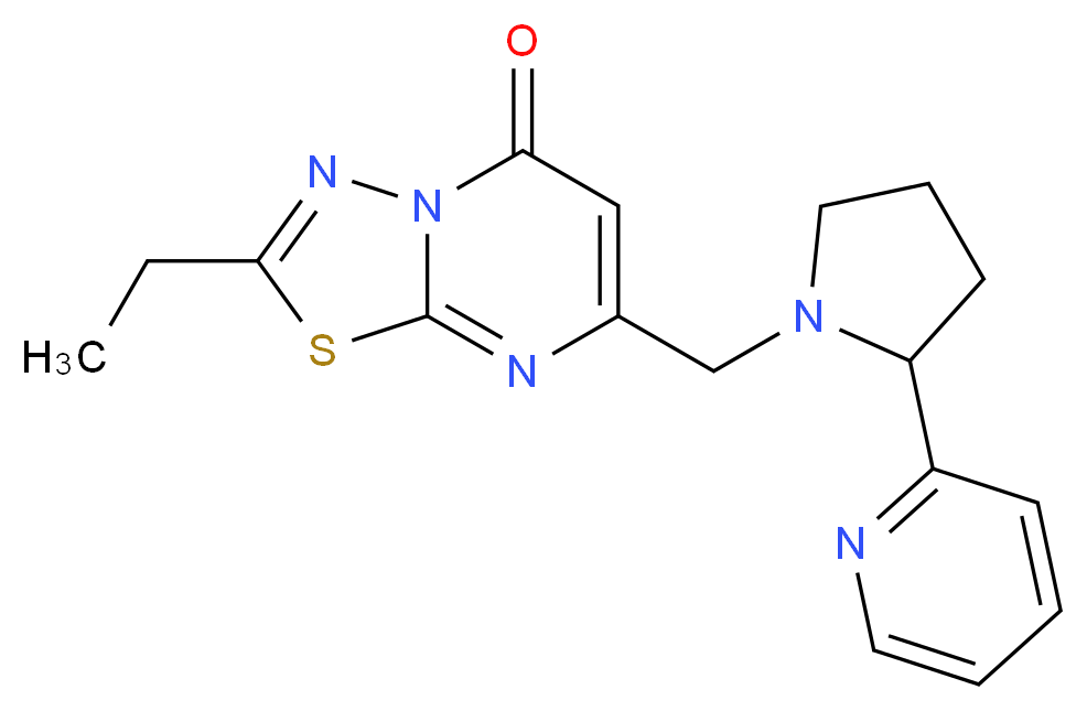 2-ethyl-7-{[2-(2-pyridinyl)-1-pyrrolidinyl]methyl}-5H-[1,3,4]thiadiazolo[3,2-a]pyrimidin-5-one_分子结构_CAS_)