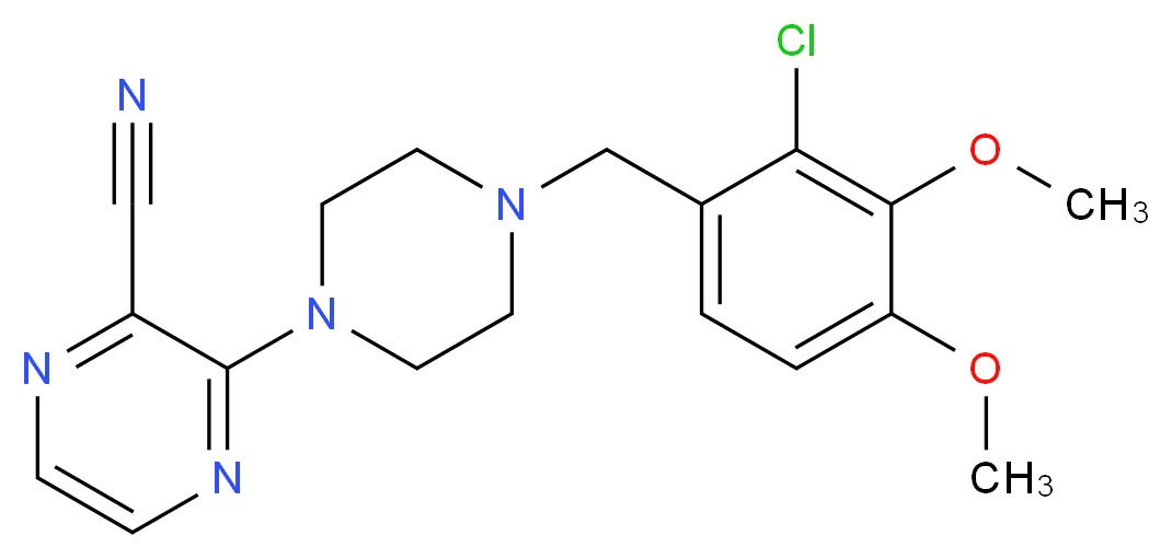 3-[4-(2-chloro-3,4-dimethoxybenzyl)piperazin-1-yl]pyrazine-2-carbonitrile_分子结构_CAS_)
