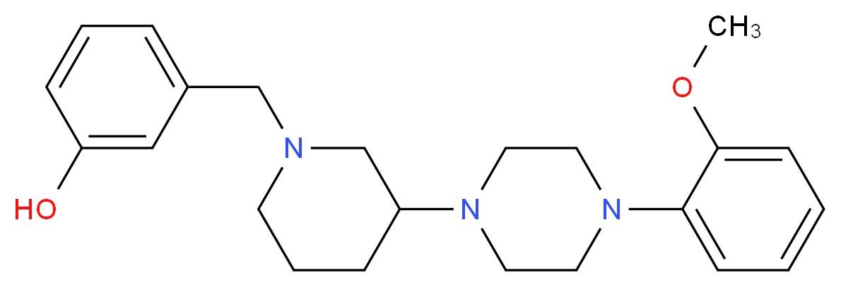 3-({3-[4-(2-methoxyphenyl)-1-piperazinyl]-1-piperidinyl}methyl)phenol_分子结构_CAS_)