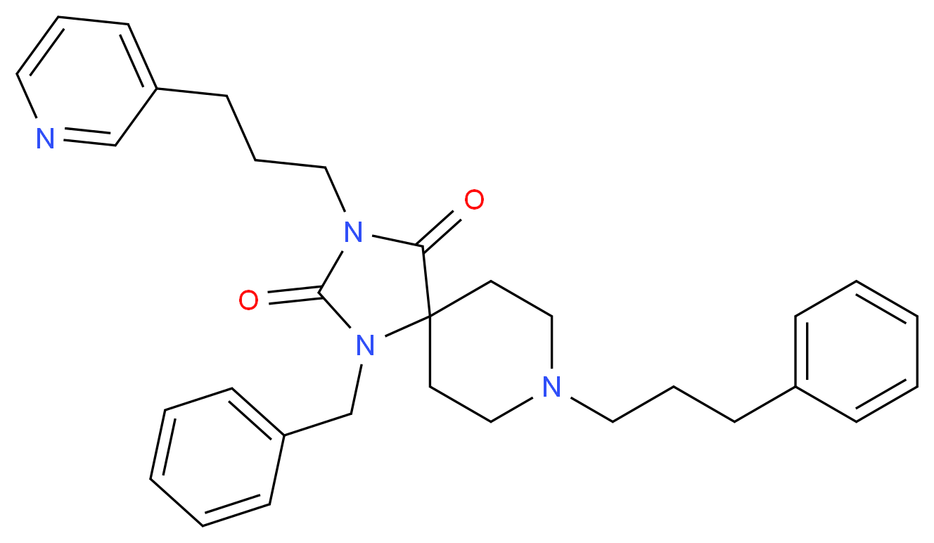 1-benzyl-8-(3-phenylpropyl)-3-[3-(3-pyridinyl)propyl]-1,3,8-triazaspiro[4.5]decane-2,4-dione_分子结构_CAS_)