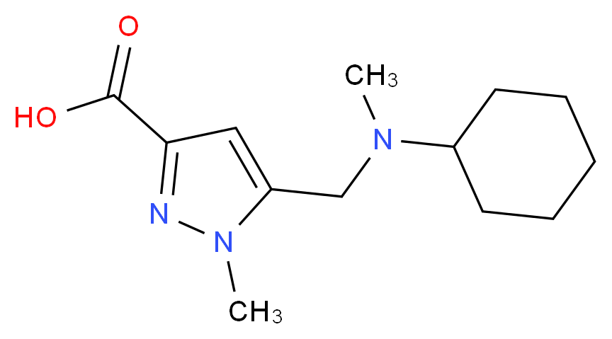 5-((Cyclohexyl(methyl)amino)methyl)-1-methyl-1H-pyrazole-3-carboxylic acid_分子结构_CAS_1223748-31-9)