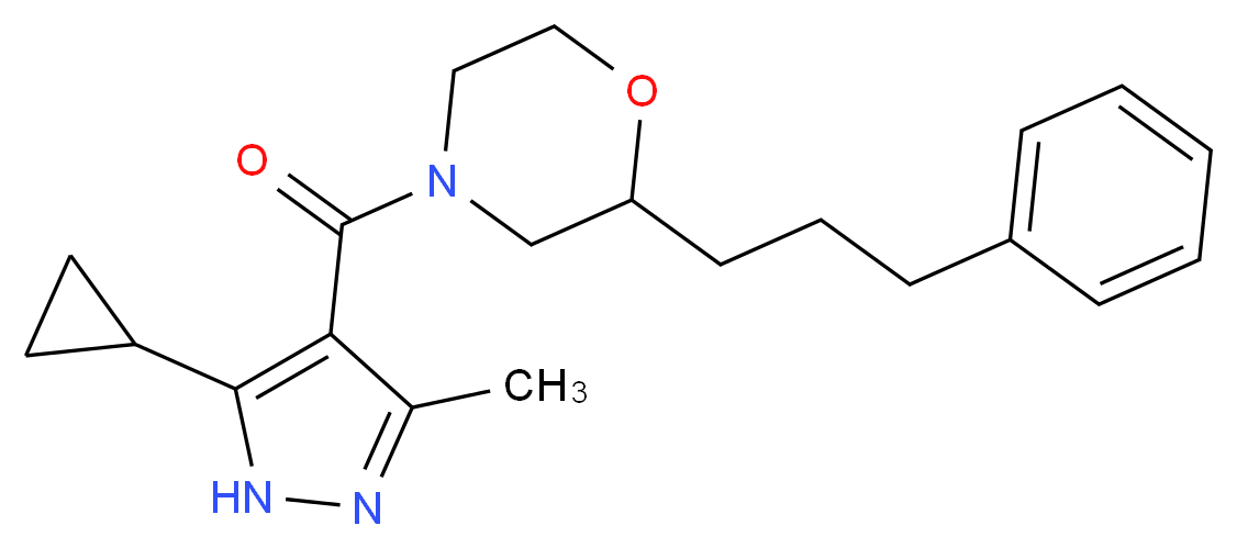 4-[(5-cyclopropyl-3-methyl-1H-pyrazol-4-yl)carbonyl]-2-(3-phenylpropyl)morpholine_分子结构_CAS_)