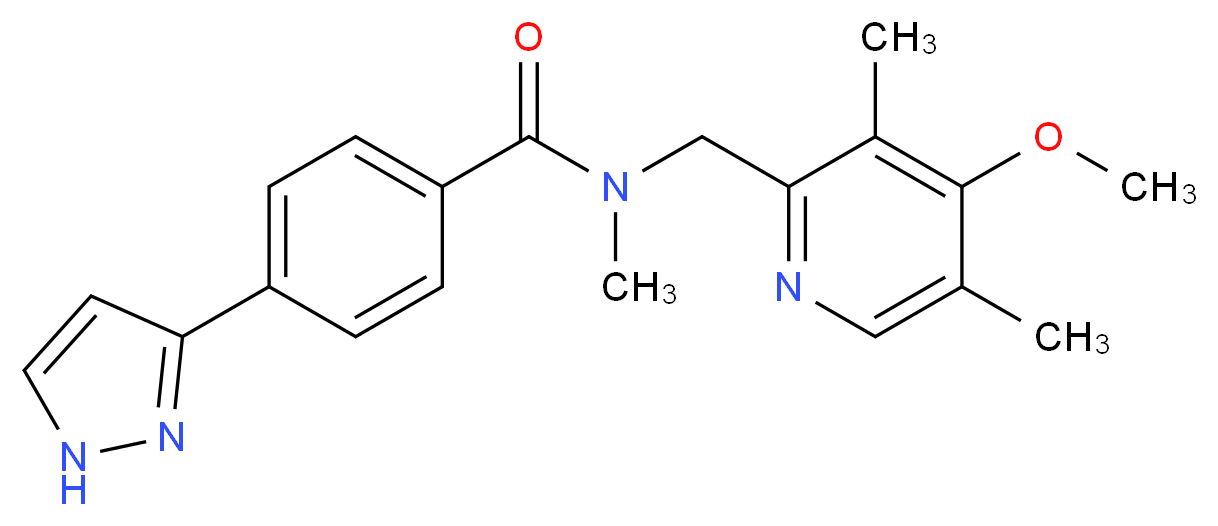 N-[(4-methoxy-3,5-dimethyl-2-pyridinyl)methyl]-N-methyl-4-(1H-pyrazol-3-yl)benzamide_分子结构_CAS_)
