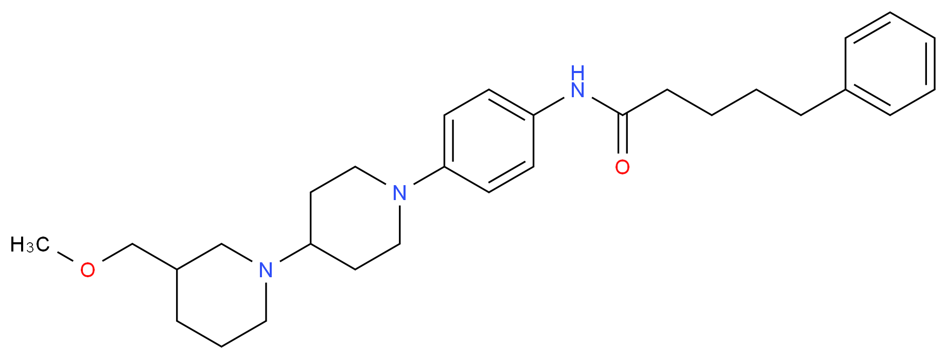 N-{4-[3-(methoxymethyl)-1,4'-bipiperidin-1'-yl]phenyl}-5-phenylpentanamide_分子结构_CAS_)