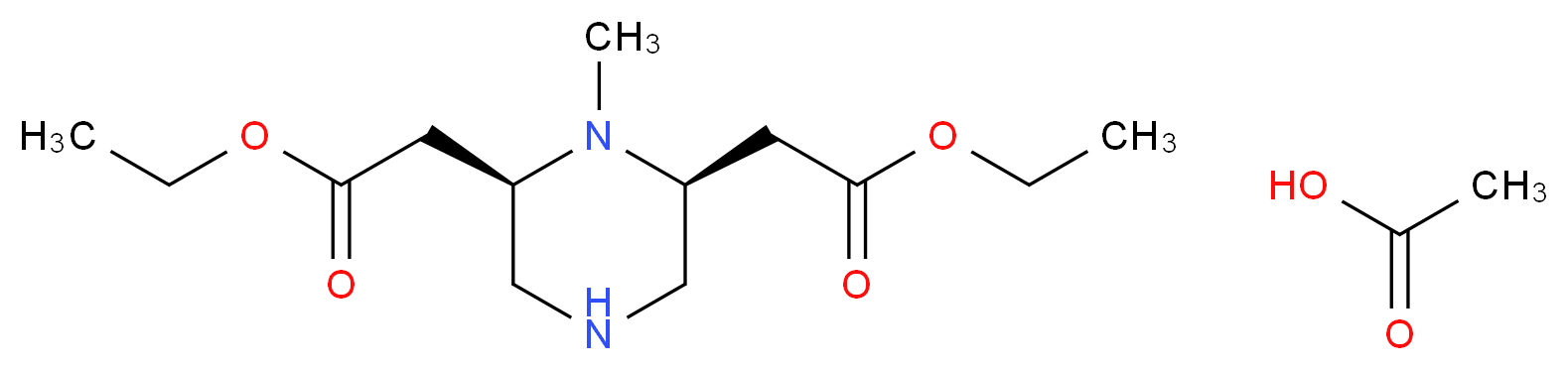 cis-(6-Ethoxycarbonylmethyl-1-methylpiperazin-2-yl)acetic acid ethyl ester acetate_分子结构_CAS_)