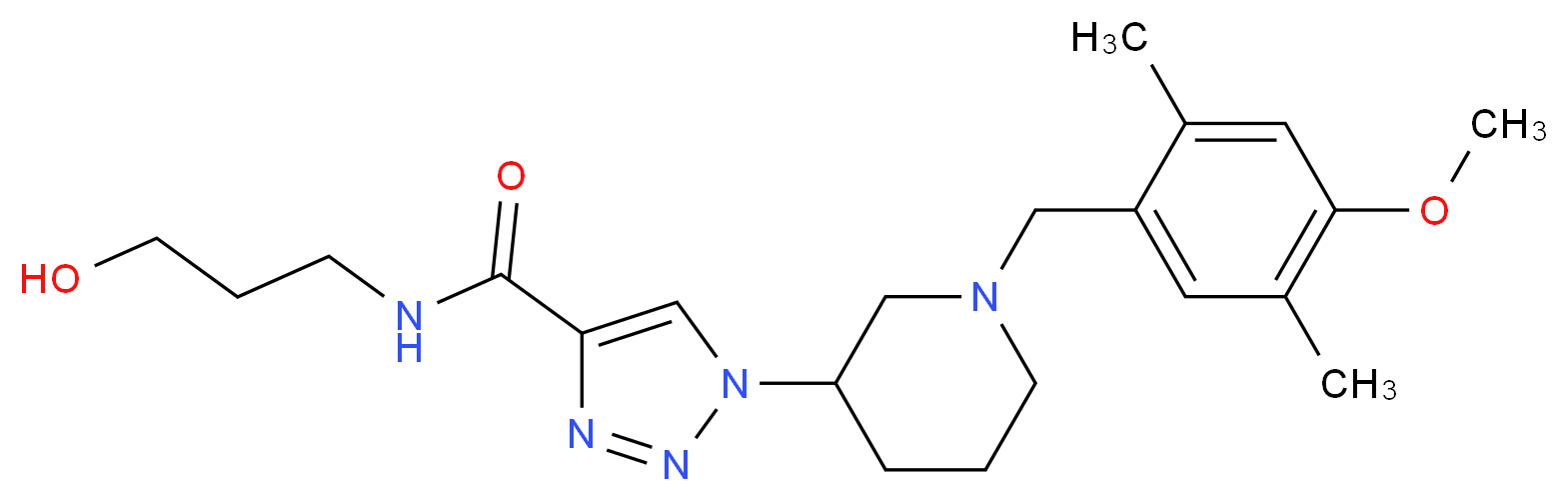 N-(3-hydroxypropyl)-1-[1-(4-methoxy-2,5-dimethylbenzyl)-3-piperidinyl]-1H-1,2,3-triazole-4-carboxamide_分子结构_CAS_)