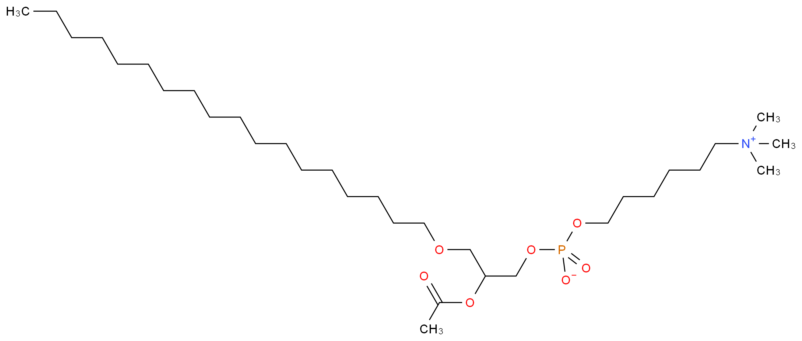 1-O-Palmityl-2-acetyl-sn-glycero-3-phospho-(N,N,N-trimethyl)hexanolamine_分子结构_CAS_99103-16-9)