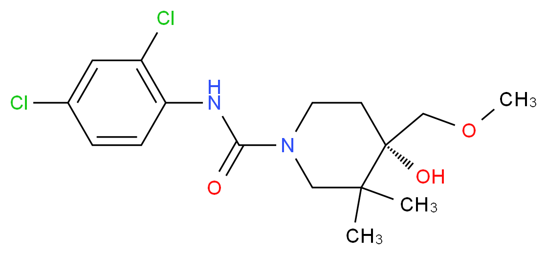 (4S*)-N-(2,4-dichlorophenyl)-4-hydroxy-4-(methoxymethyl)-3,3-dimethylpiperidine-1-carboxamide_分子结构_CAS_)