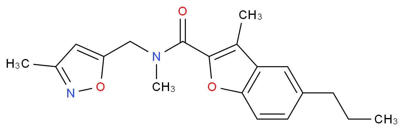N,3-dimethyl-N-[(3-methyl-5-isoxazolyl)methyl]-5-propyl-1-benzofuran-2-carboxamide_分子结构_CAS_)