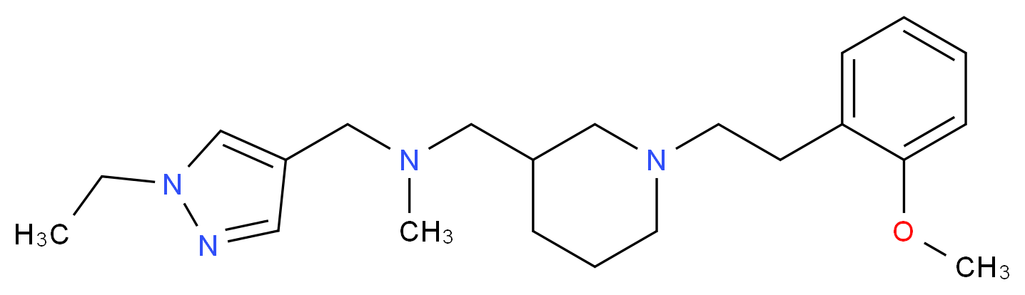 1-(1-ethyl-1H-pyrazol-4-yl)-N-({1-[2-(2-methoxyphenyl)ethyl]-3-piperidinyl}methyl)-N-methylmethanamine_分子结构_CAS_)