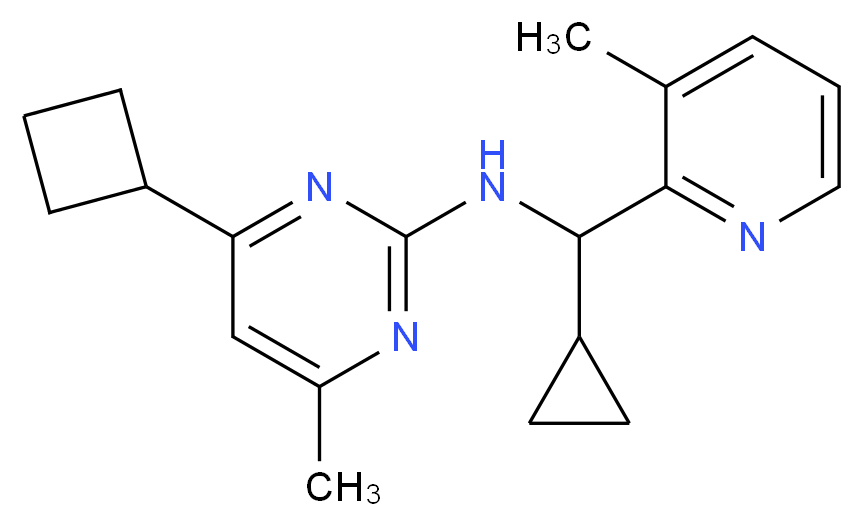 4-cyclobutyl-N-[cyclopropyl(3-methylpyridin-2-yl)methyl]-6-methylpyrimidin-2-amine_分子结构_CAS_)